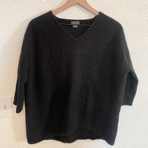 Pure Amici 100% Cashmere Black Quarter Sleeve Oversized Soft Sweater
